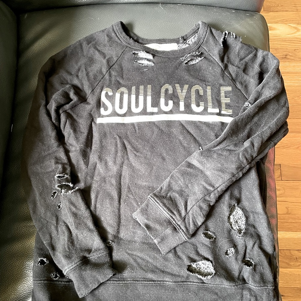 Black distressed soulcycle crew